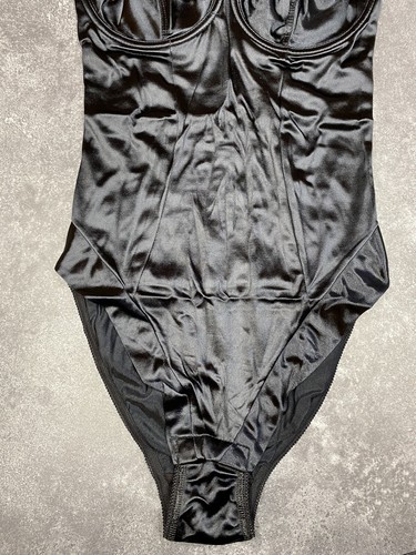 Panache Shimmering Black Satin Teddy Bodysuit - Sizes 34A to 38C - 第 4/9 張圖片