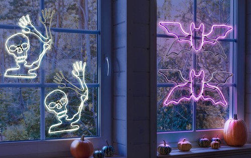 Halloween LED Fensterdeko Vlady Silhouette Fledermaus neon lila Vampir 25 x 54cm - Bild 9 von 9