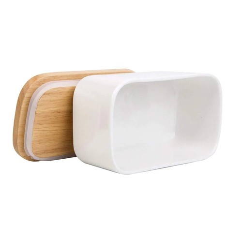Nordic Butter Knife Sealing Ceramic Box Container Storage Dish Wood Lid Kitchen - Picture 23 of 24
