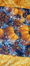 LARGE PUMPKIN MIDDLE SQUARE HANDMADE TABLE RUNNER   12 1/2" X 39"