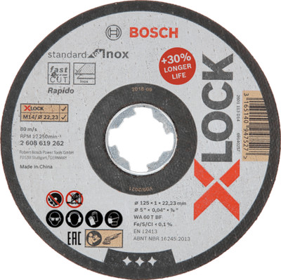 New Genuine Bosch 2608619262 X-LOCK Cutting Disc Standard for Inox For small
