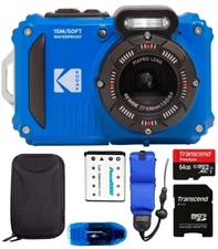 Kodak PIXPRO WPZ2 Waterproof Rugged Digital Camera (Blue) 64GB 6 Piece Bundle