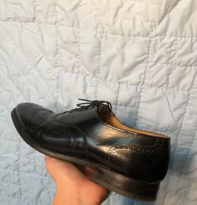 Johnston & Murphy Optima Black Leather Wingtip Brogue Oxfords Mens 9 D USA Made Men main image 4