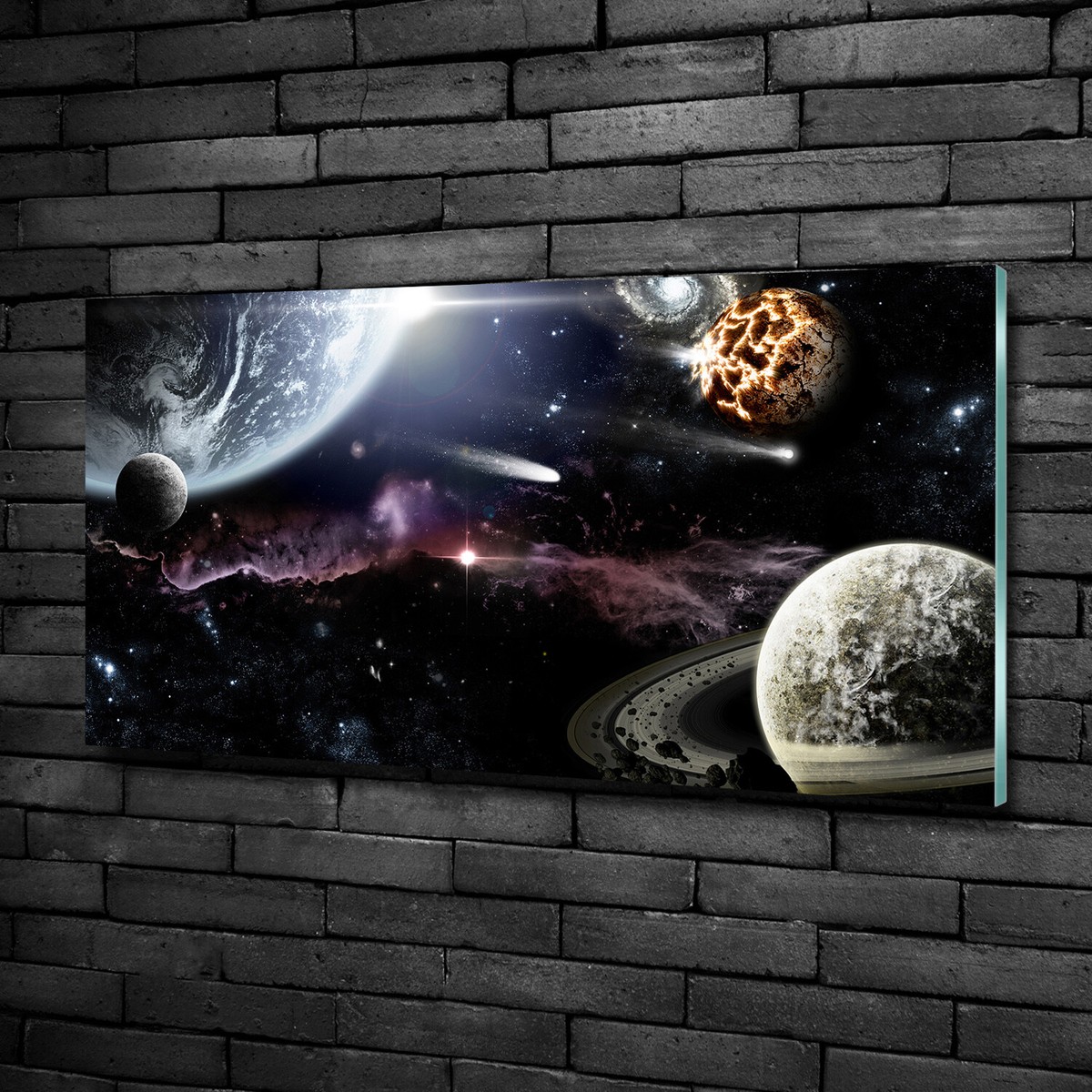 Tableau Décoratif Sur Verre Trempé Galaxie - 100x50 Cm, Moderne, Par Tulup (Neuf)