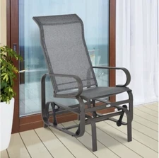 Single Glider Patio Swing Rocking Chair with Breathable Mesh Portable Outdoor