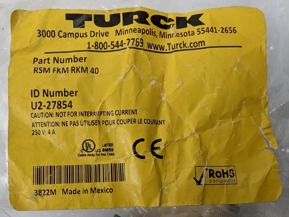Turck RSM FKM RKM 40 Actuator and Sensor Tee 4-Pin Connector Yellow NEW - Image 4 of 4