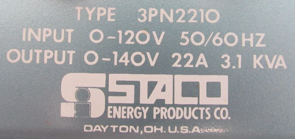 NEW STACO 3PN2210 VARIABLE TRANSFORMER - Image 3 of 3