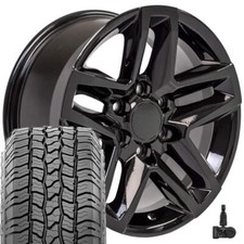 18 Inch Black 5911 Rims 27565 Tires Tpms Set Fit Yukon Sierra Trail Boss