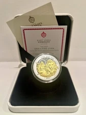 UNA AND THE LION 2023 1 POUND 1 OZ PURE SILVER PROOF GILDED COIN – ST. HELENA