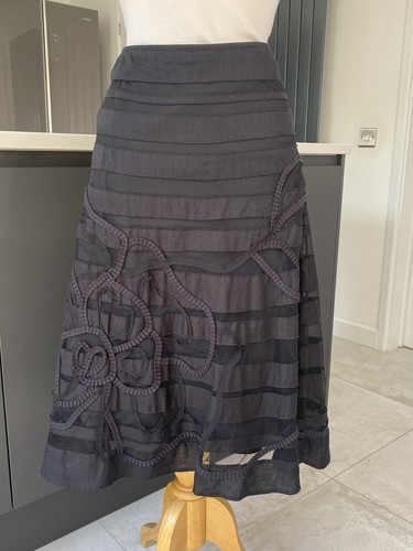 Per Una Size 10 Black Mesh Mix Applique A-line Skirt Marks and Spencer Formal - Picture 6 of 14