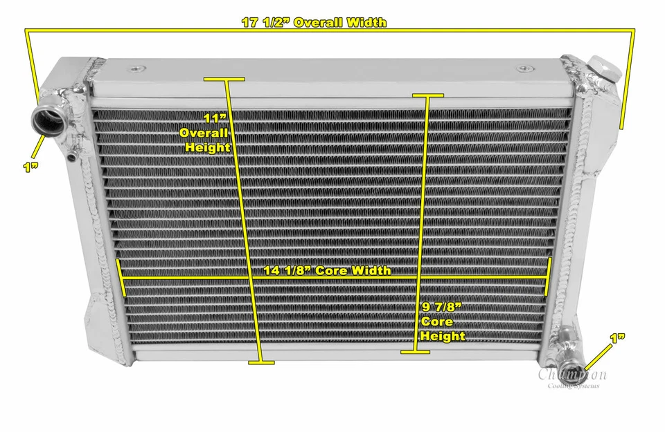 Kool Champion 2 Row All Aluminum Radiator for 1967 - 1974 MG Midget L4 Engine - Image 3 of 4