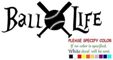 BALL LIFE Baseball Adhesive Vinyl Decal Sticker Car Truck window Various Sizes