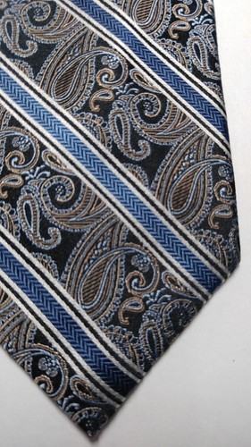 HALSKRAWATTE von PRONTO UOMO - silbernes Paisley - wunderschöne Krawatte - gestreift gebraucht - Bild 3 von 4