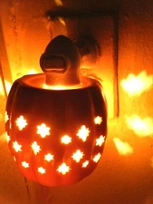 INTERTEK LARGE CERAMIC PUMPKIN NIGHT LIGHT/NEW/JUST PLUG IN/MAGICAL/+++CANDLES 