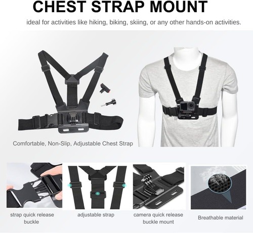 Accessory Kit for DJI Osmo Action: Camera Chest Strap, Camera Head Mount, Camera - Picture 3 of 8