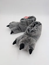 Cat & Jack Youth Boys Slippers Size L 4/5 Gray Monster Feet Claws Wolf NEW