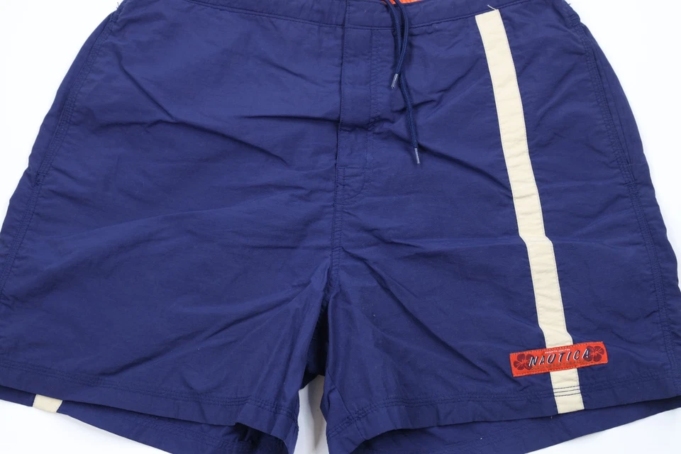 Pantalones Cortos De Colección Años 90 Nautica Para Hombres Grandes Desteñidos Deletrear A Rayas Forrados con Flores Foto 3 de 4