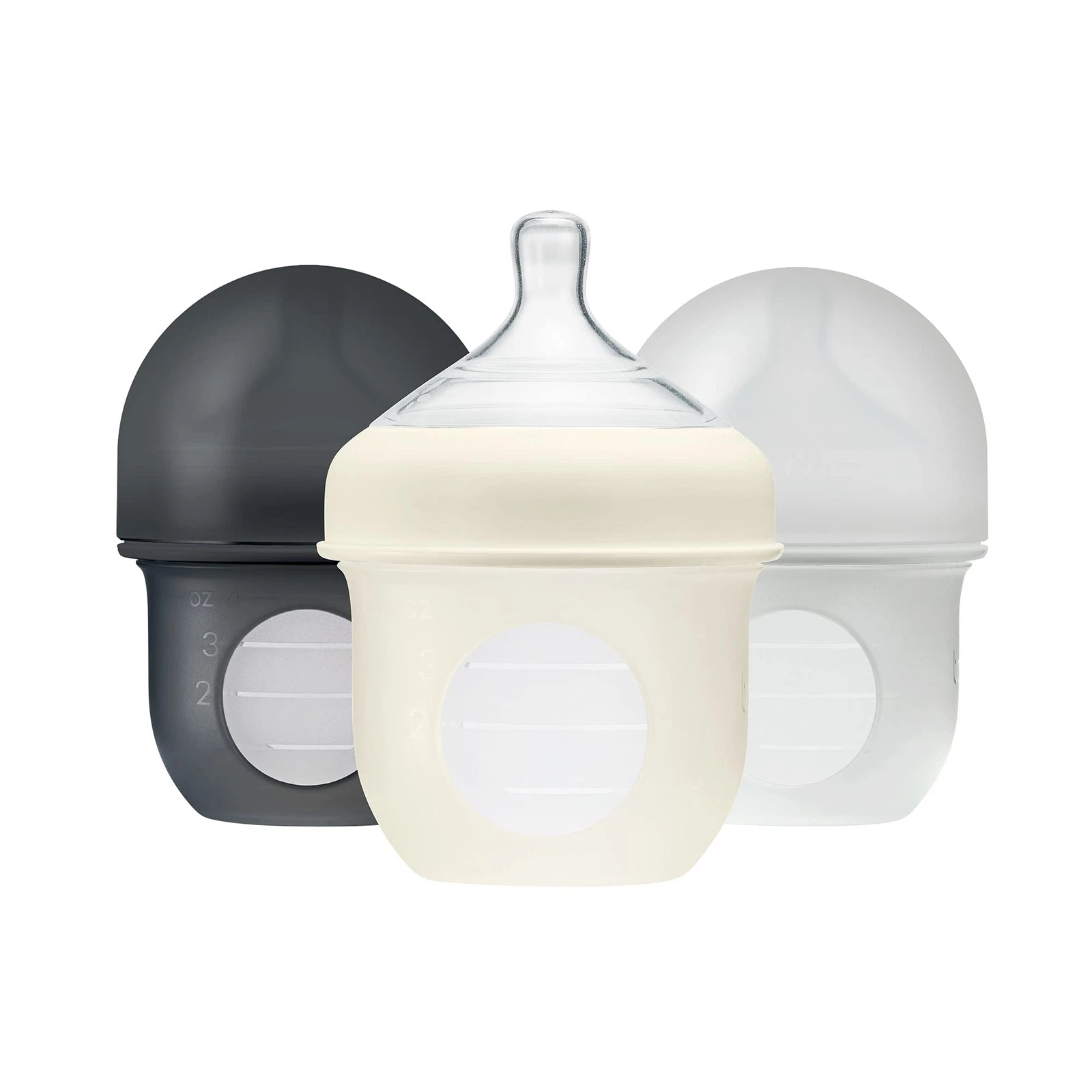 Boon Nursh Baby Bottles 4oz Pack of 3 Silicone Air Free Feeding Design