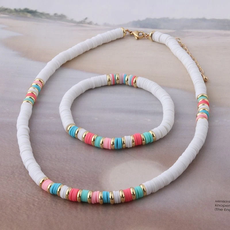 Bohemian Necklace Bracelet Set Women Choker Necklace Fluorescent