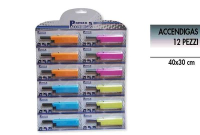 12er Set Feuerzeuge Gasanzünder Pamax Bunt Küche Herd 12x2,5cm moc