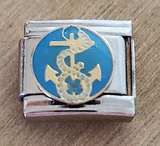 Ship Anchor Rope Nautical Italian Charm 9mm Bracelet Link Birthday gift