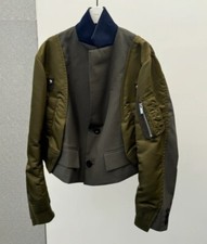 2024AW Lady New Sacai Luck Suit Splicing Split Short Jacket