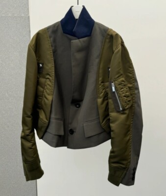 2024AW Lady New Sacai Luck Suit Splicing Split Short Jacket