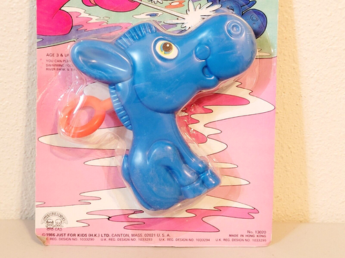 Vintage 1986 Just for Kids SQUIRT ANIMALS Blue Donkey Water Toy NIP - Picture 2 of 3