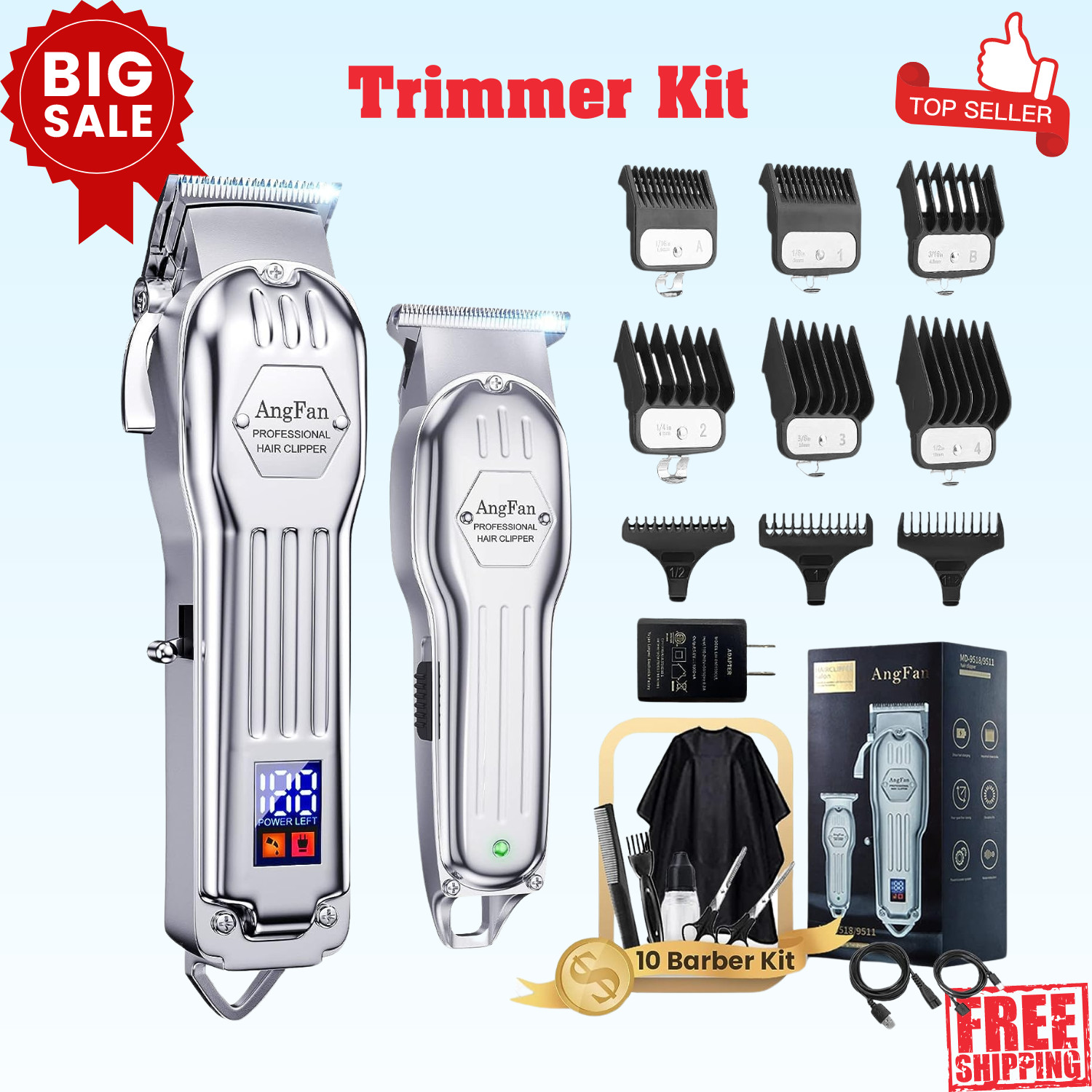 Professional Cordless Hair Clipper for Men Hair Beard Trimme