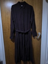 Uniqlo Long Shirtdress Oversized Navy Blue Red Belted Ines de la Fressange XL S 