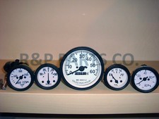 Speedometer Temp Oil Fuel Amp Gauge Set White For Willys Cj Mb Jeep Ford Gpw