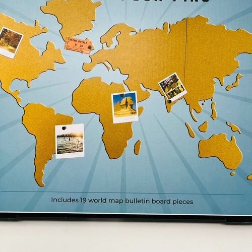 The Original Fun Workshop World Map Cork Bulletin Board With Push Pins 638688570180 | eBay