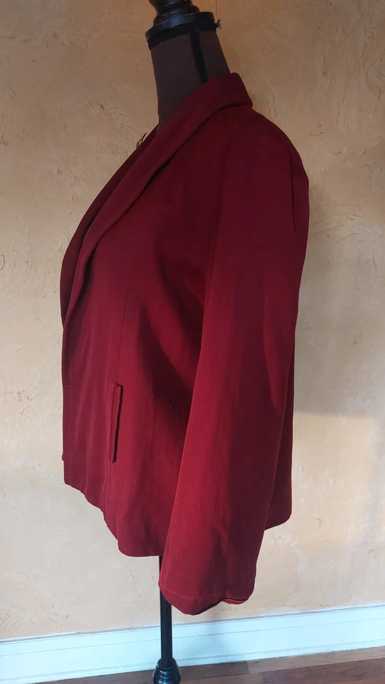 Gabardina roja arándano de la década de 1940, abrigo corto oscilante, talla pequeña mediana Foto 4 de 4