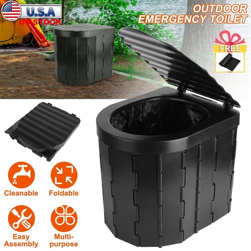New Foldable Portable Toilet for Camping, Boating, Travel with Lid - Picture 7 of 8