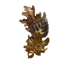 Avon Brooch Women's Gold Silver Tri Color Leaf Design Textured Retro Collectible