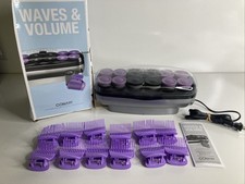 Conair Waves & Volume Hair Curlers 12 Flocked Hot Rollers 12 Clips Purple