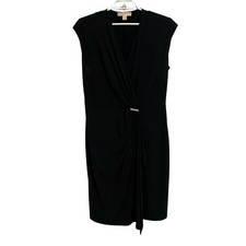 Michael Kors Vneck Faux Wrap Gathered Little Black Dress 