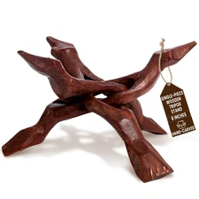 Alternative Imagination Wooden Tripod Display Stand – 8-Inch Hand Carved Hold...