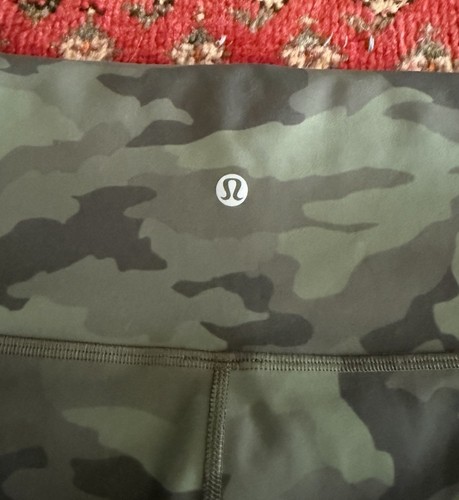 Leggings Lululemon Wunder Under Nulu HR Crop 25" verde mimetico pantaloni alti 16 - Foto 2 di 4