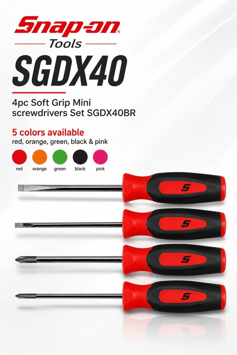 Snap-on Tools 4pc Soft Grip Mini screwdrivers Set SGDX40BR, 6