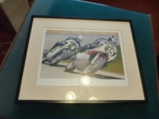 Jim Blanchard Framed Picture Print Phil Read Jim Redman Duel in the Sun Signed