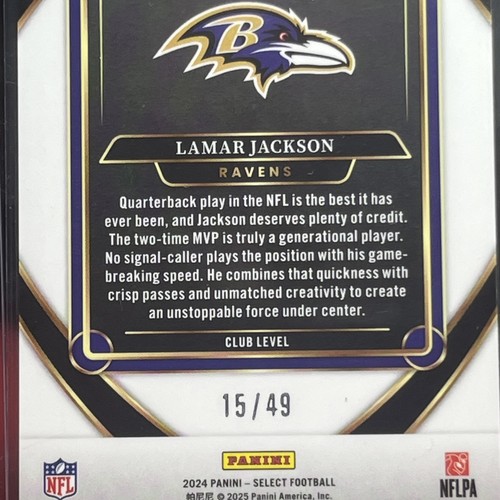 Lamar Jackson 2024 Panini Select - Red Disco Prizm /49 SP - Ravens - Picture 2 of 2