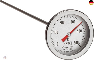 TFA Dostmann Professional Oven Thermometer, 14.1035.60, Stainless Steel, with