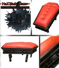 1-of!  Vampire Bats Coffin Footstool V Rare Gothic Handmade QUALITY Black  Red 