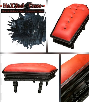1-of. Vampire   Bats Coffin Footstool Seat Rare Gothic  QUALITY  Black  Red 