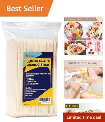 100  Jumbo Birch Wood Craft Sticks 6'' x 3/4'' - Perfect for DIY Projects