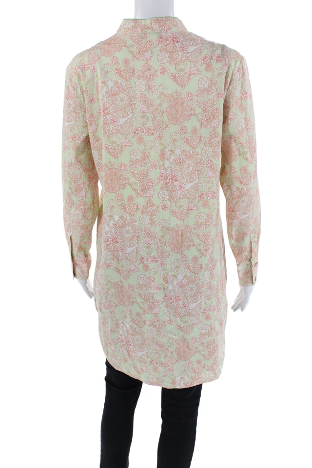 Vestido de noche Natori para mujer estampado floral verde naranja algodón talla pequeña Foto 3 de 4