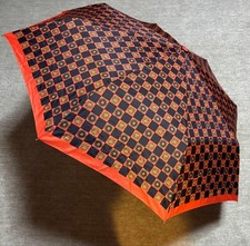 Gianni Versace Medusa Foldable Umbrella Orange Black Checkered Gold Motif