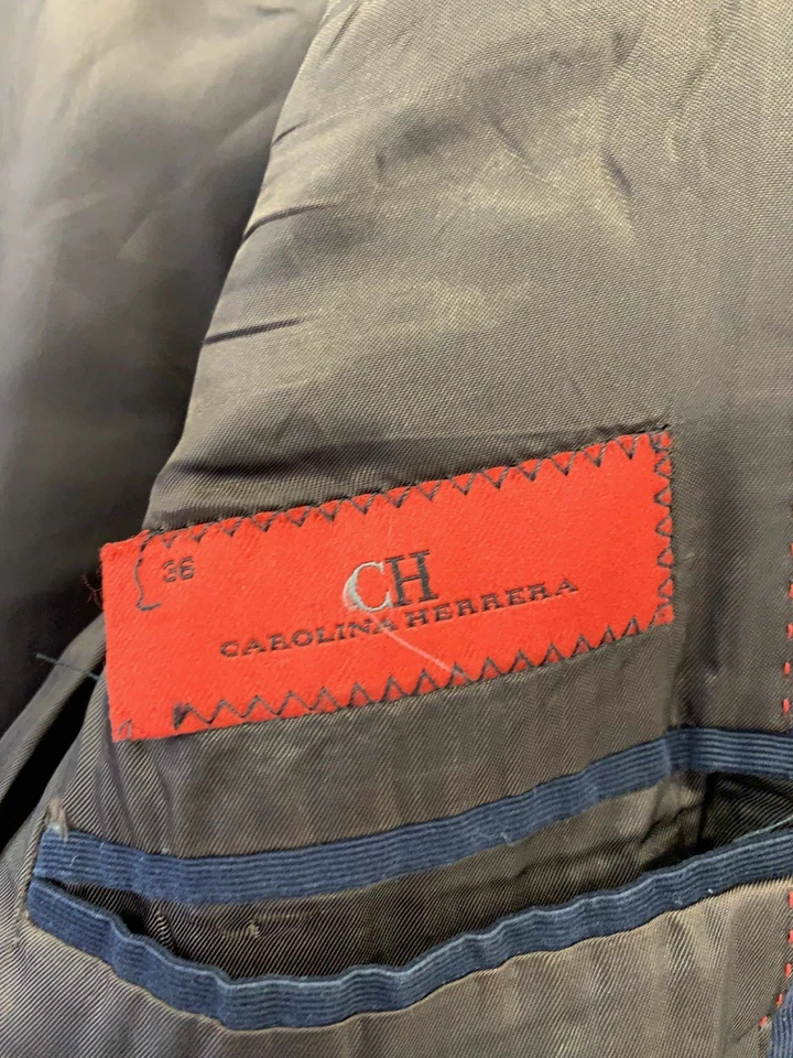 Chaqueta Blazer CH Carolina Herrera Para Hombre Talla 36 XS Negra Mezcla de Lana de 2 Botones #Z77 Foto 3 de 4