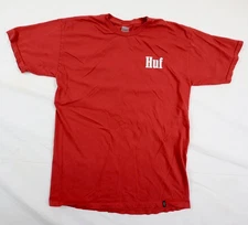 Huf T-shirt Men's Large (L) Red Motorcycle Graphic Short Sleeve Crewneck Urban